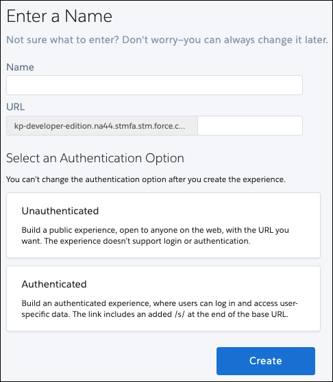 Site creation wizard