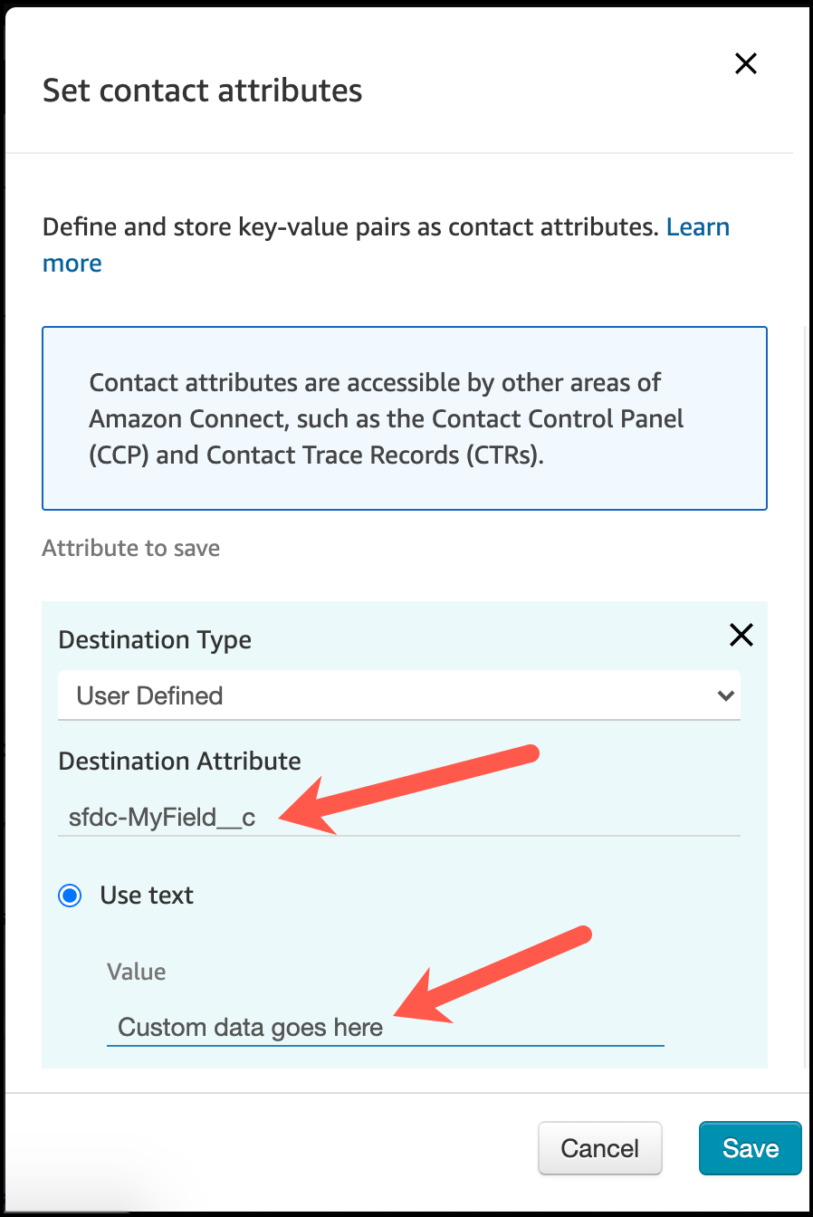 Custom field in contact flow