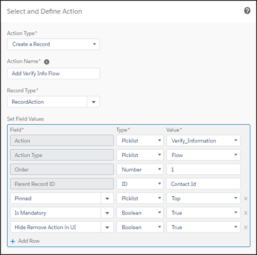 Screen shot of the create a record window with specified changes.