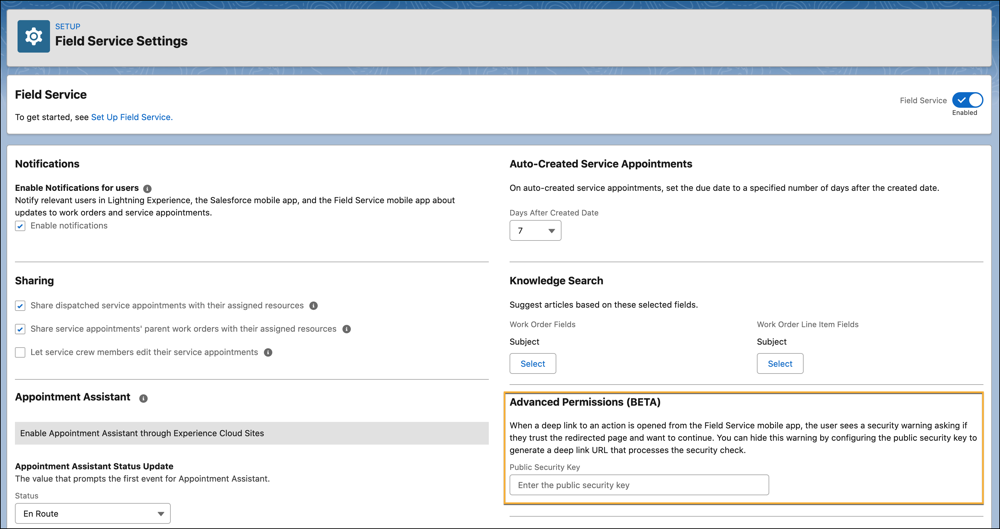 Advanced Permissions in the Field Service Settings UI