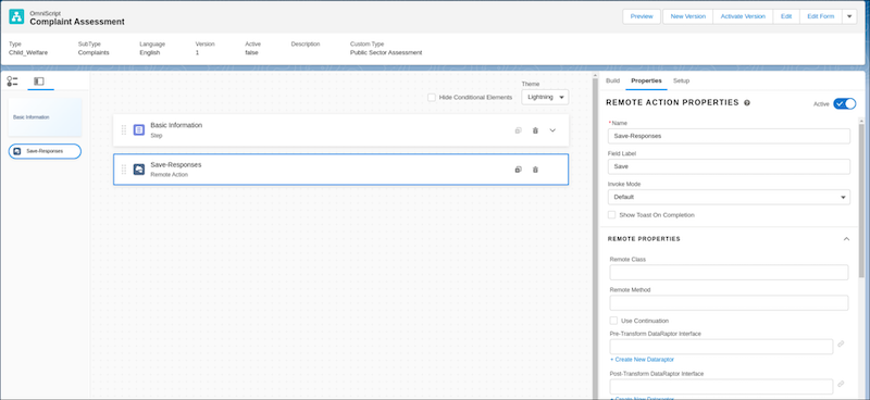 A representation of Remote Actions in OmniScript in your Salesforce org.