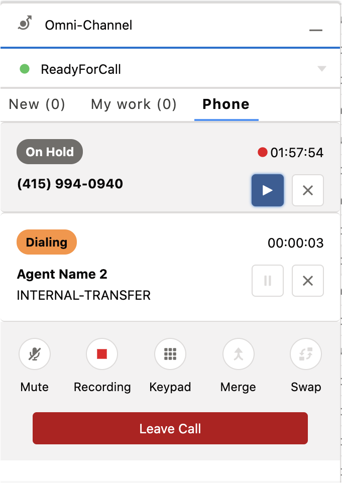 Omni-Channel utility after call transfer.