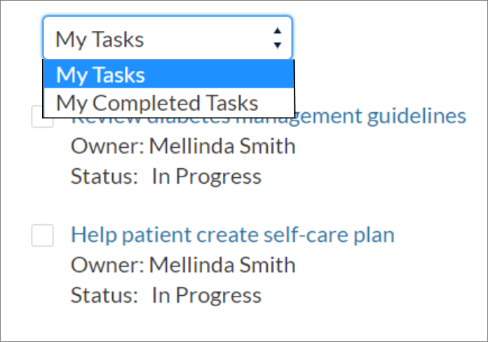 Care Plan Tasks component