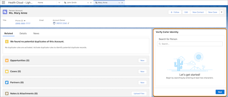 image of the identity verification flow added to a lightning record page