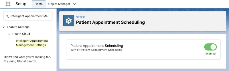 Slider for Patient Appointment Scheduling moved to Enable.