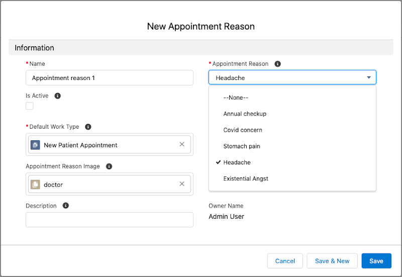 Appointment Reason record