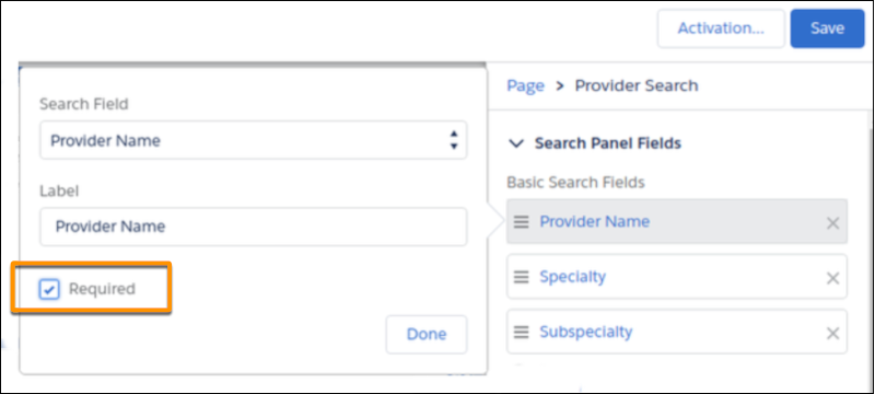 Specifying a required field