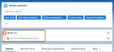 An alert called “Benefit Enrollment Window is Open” displayed in the Contact Center.