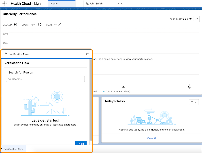 image of the identity verification flow launched from the utility bar