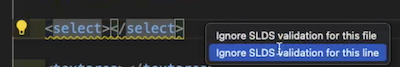 Menu of suppression options for SLDS mobile warnings