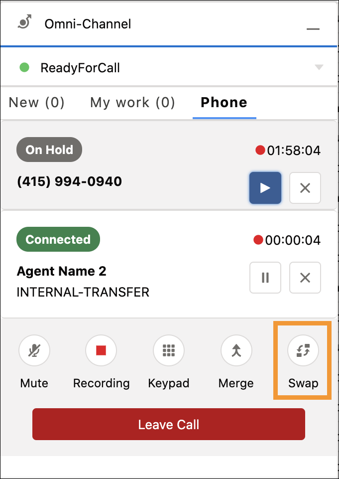 Omni-Channel utility with Swap button highlighted.
