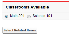 Screenshot of initial Classroom object selection