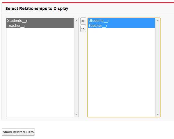 Screenshot of Classroom relationship selection