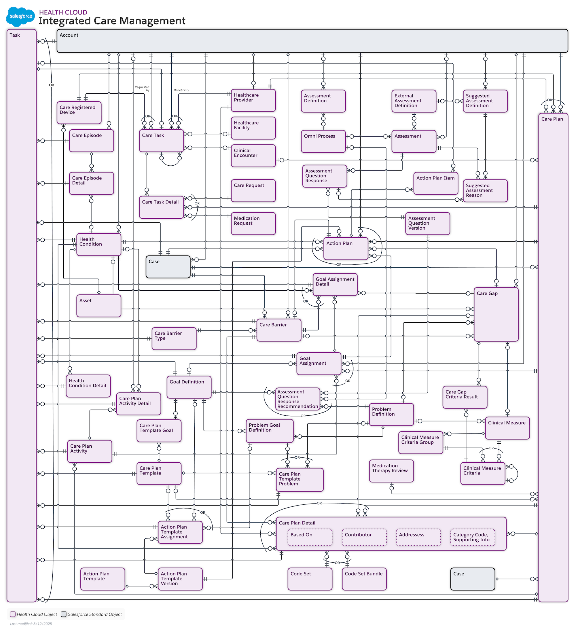 A diagram of the Integrated Care Management data model