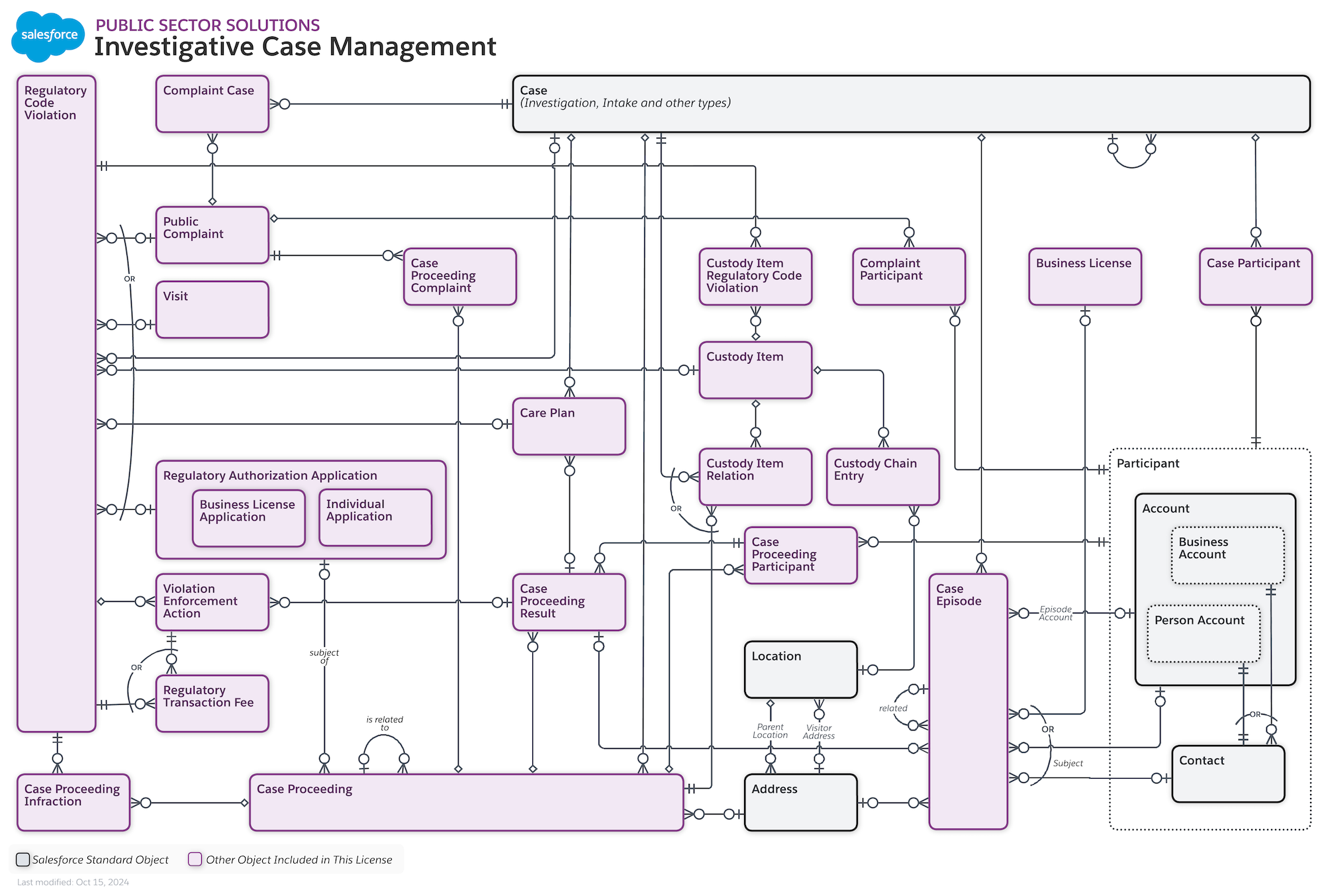 Objects used for investigative case management in Public Sector Solutions