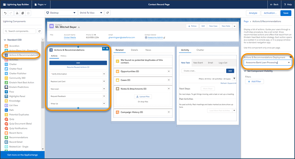 Add the component to your page and select the deployment in component properties.
