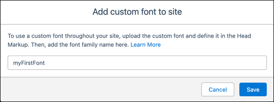 Confirmation window for adding a custom font