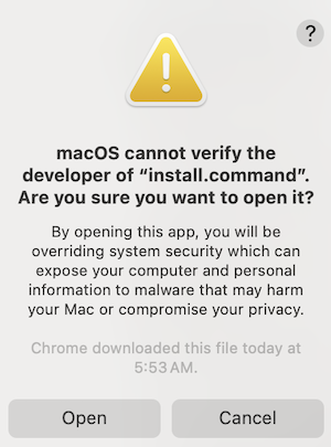Cannot verify developer error on macOS