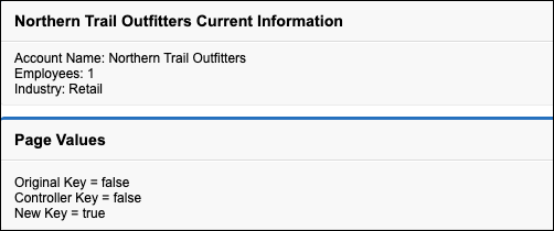 A view-only page that results from a get request and shows the account information for Northern Trail Outfitters