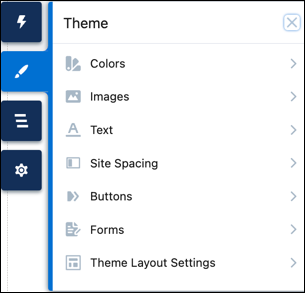 Theme panel in Experience Builder