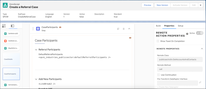 A representation of Remote Actions in OmniScript in your Salesforce org.