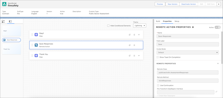 A representation of Remote Actions in OmniScript in your Salesforce org.