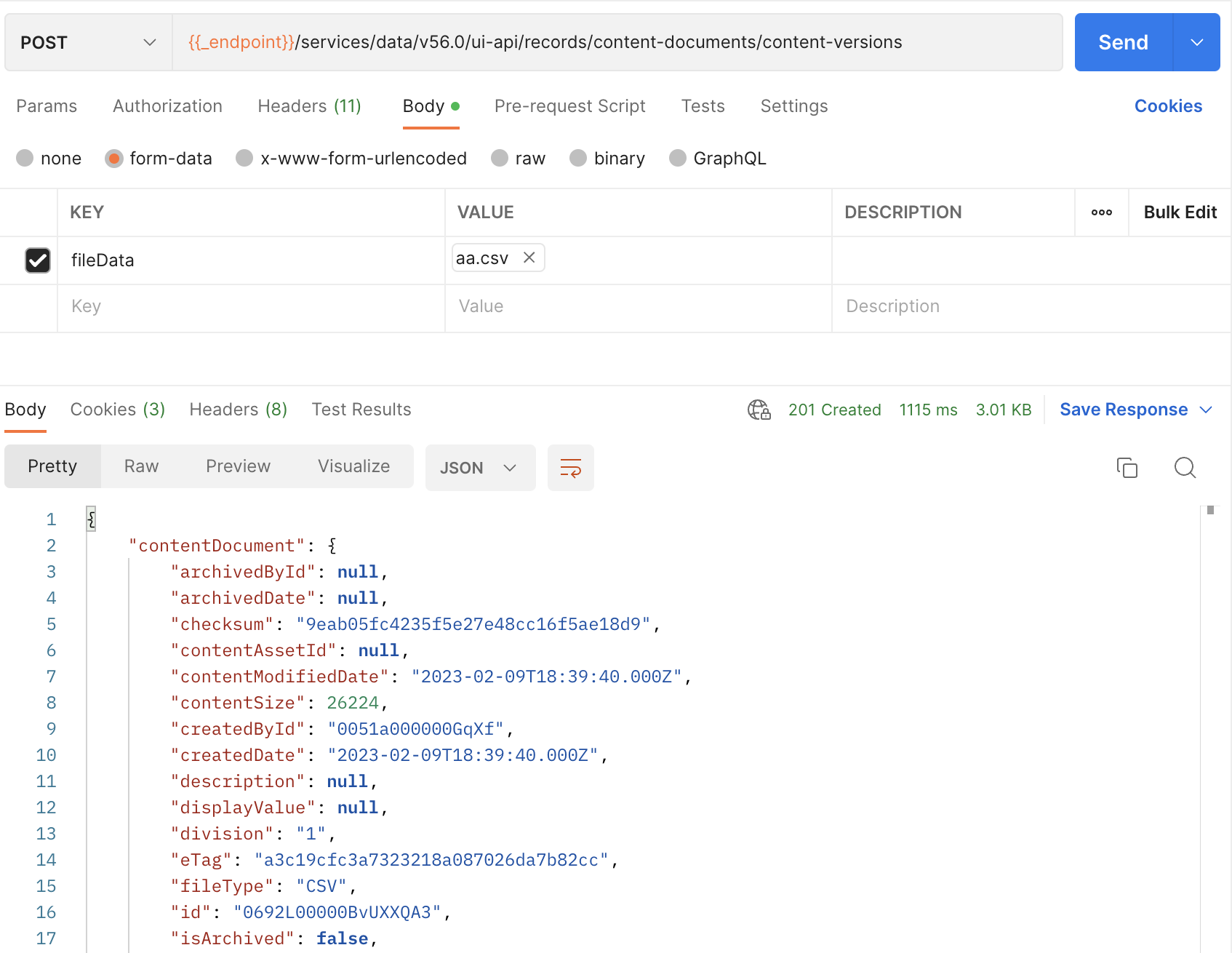 Send a cURL command using Postman