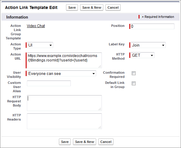 Context variable and binding variables in Action URL field in Setup.