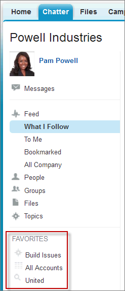 Chatter Favorites in Web UI