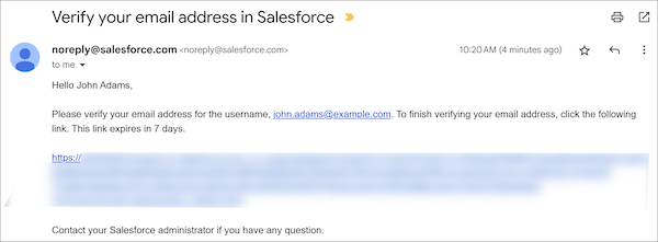 Default verification email when the emailTemplateId parameter is set to null