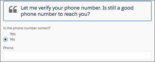 When No is selected, the Phone field displays.