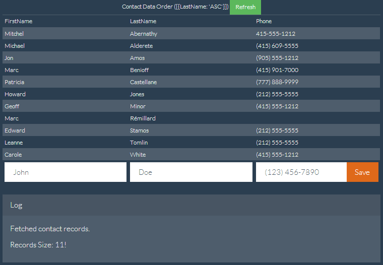 An example of a contact form using Visualforce Remote Objects