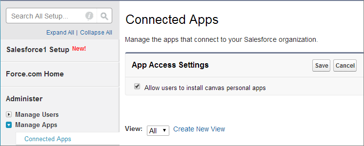 Enable Canvas Personal Apps in Org