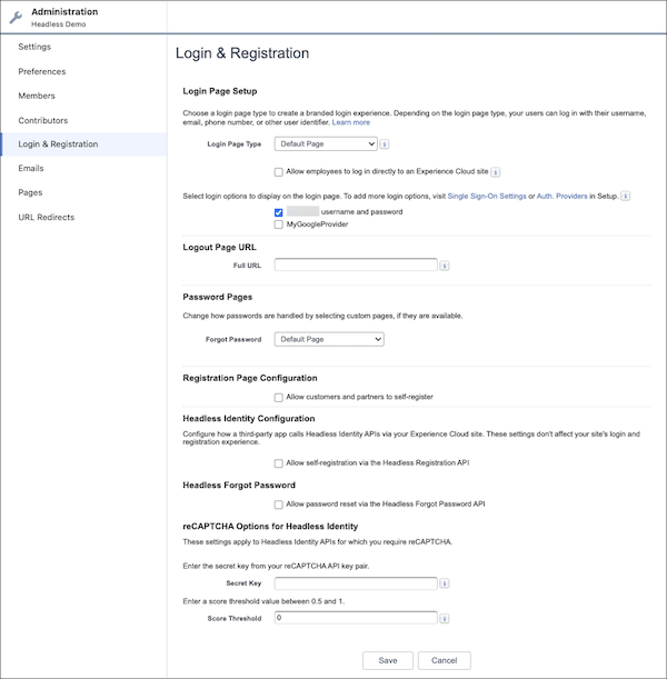 Experience Cloud Login & Registration page