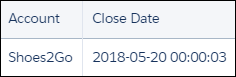 Screenshot displaying opportunities closed in the current month, with seconds epoch.
