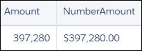 Picture of a table with a number formatted as currency.