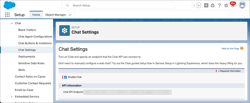 The hostname that you retrieve from the Chat Settings page in Settings.