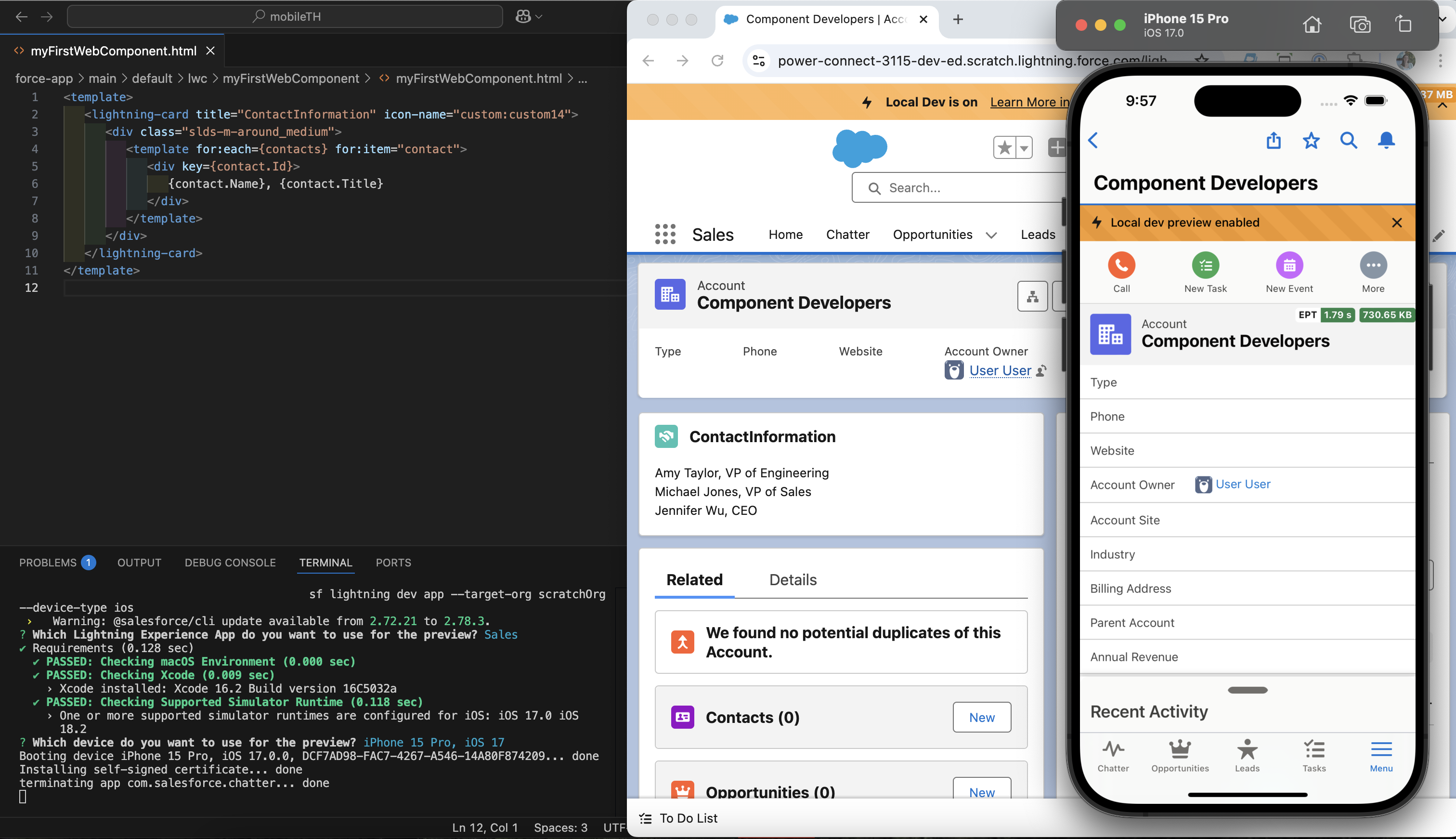 Preview a component, app, or site in a desktop or mobile environment using Local Dev.