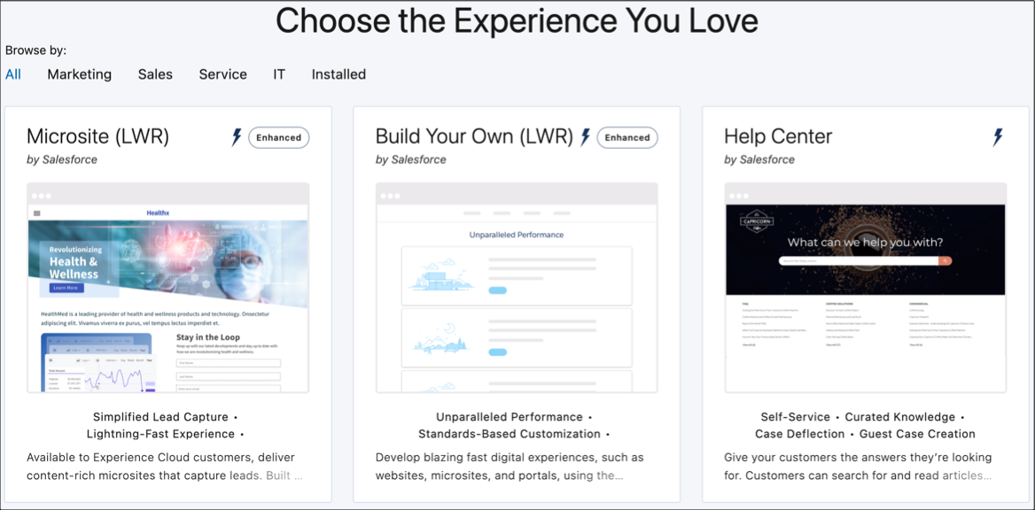 Site creation wizard