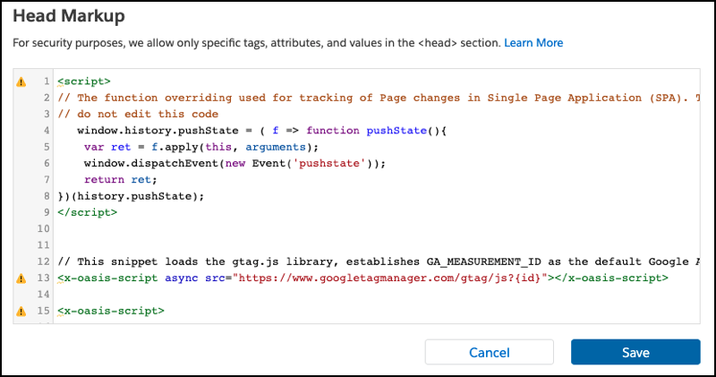 Head markup showing x-oasis-script tags