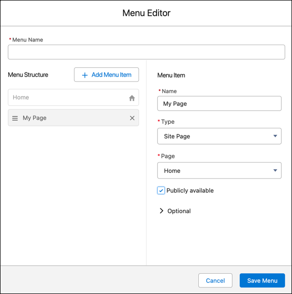 Menu Editor
