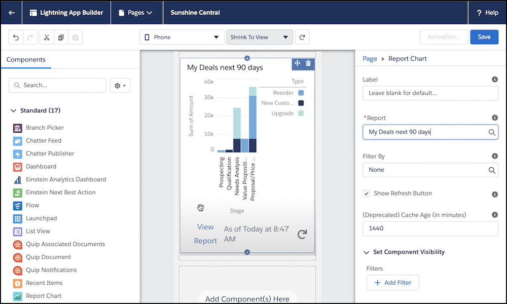 Preview components in Lightning App Builder