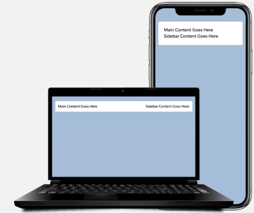 Mobile page showing responsive content in desktop and mobile devices