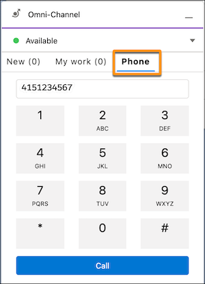 Omni phone interface with Phone tab highlighted