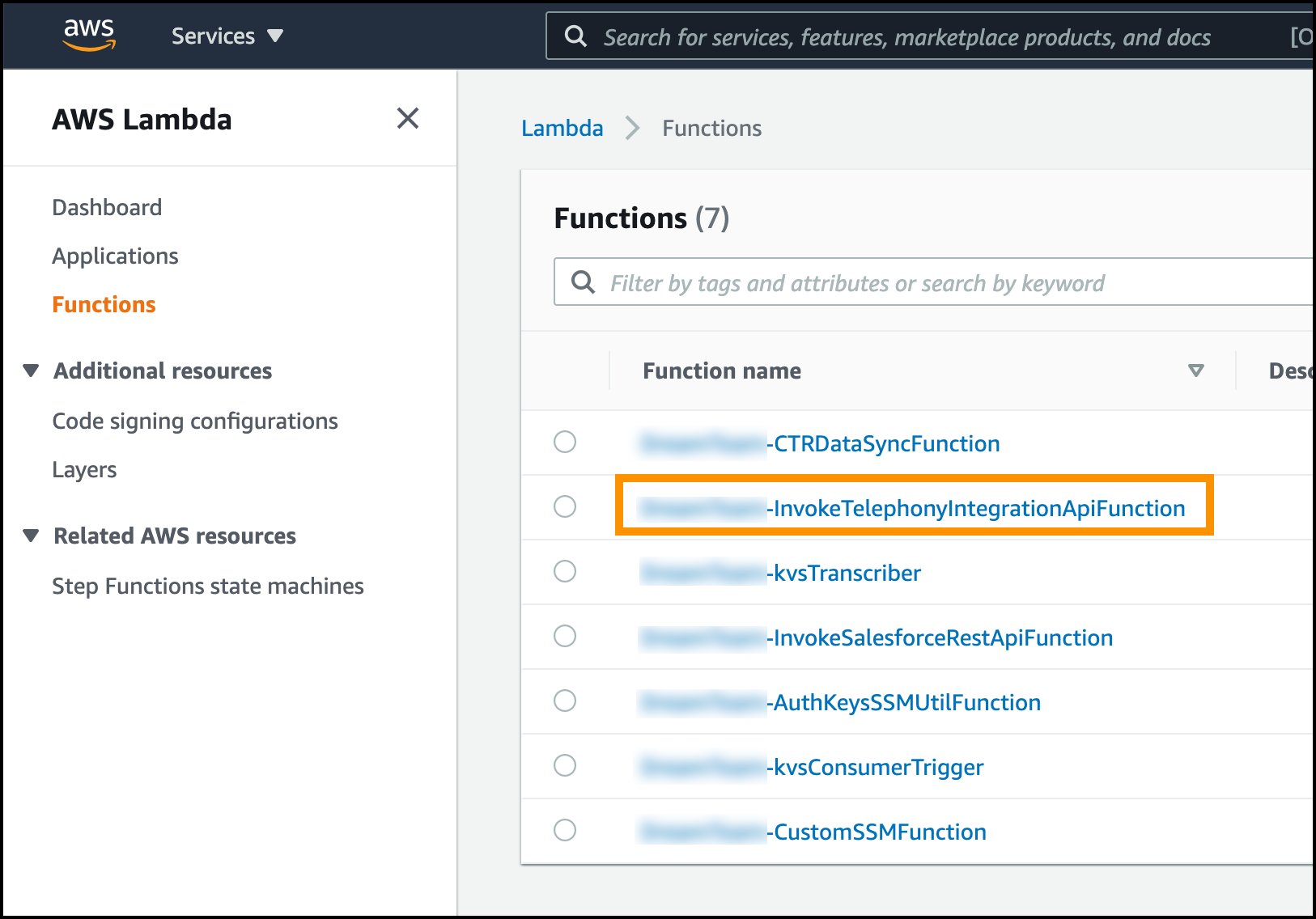 List of lambda functions