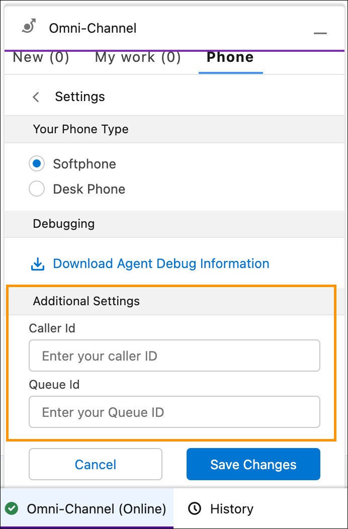Parter settings UI