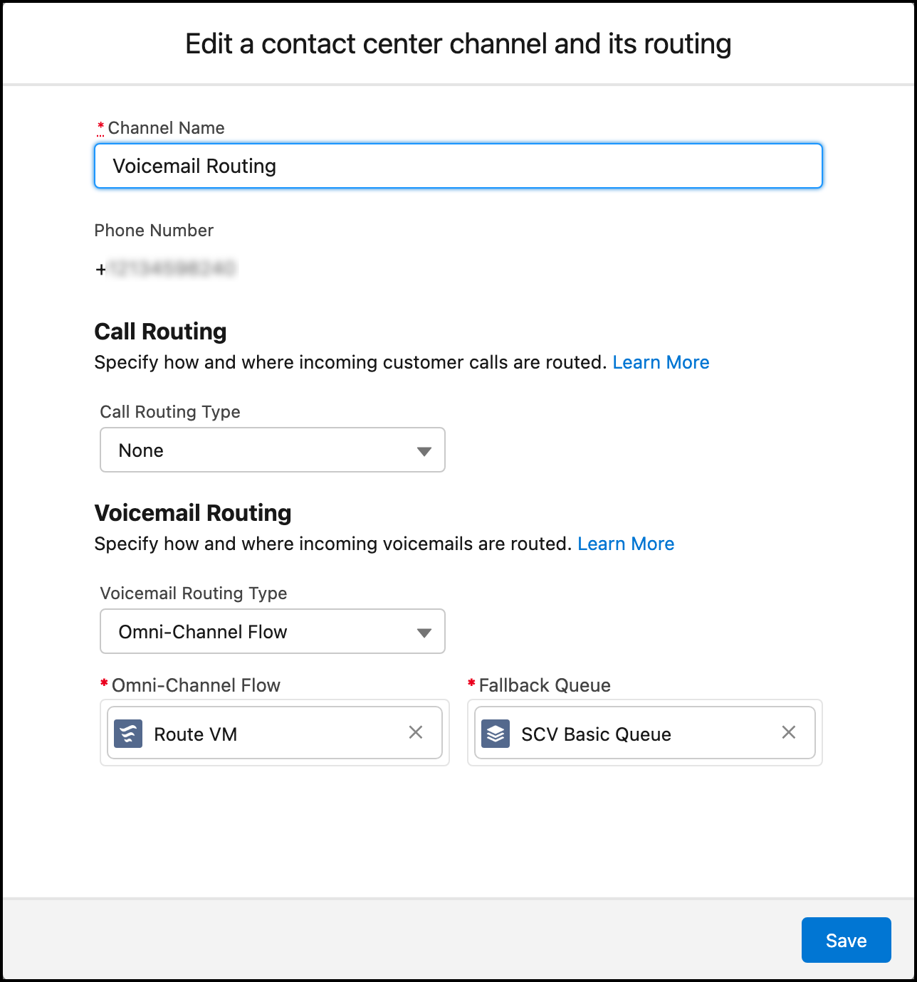Voicemail routing configuration