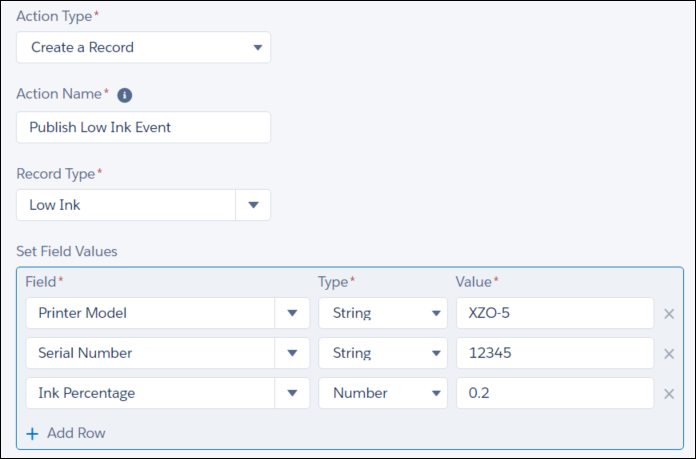 Process Builder create a record action