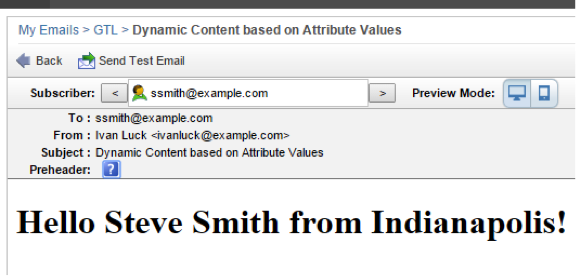 Screenshot of default email