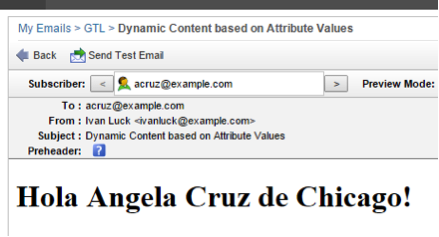 Screenshot of Spanish email
